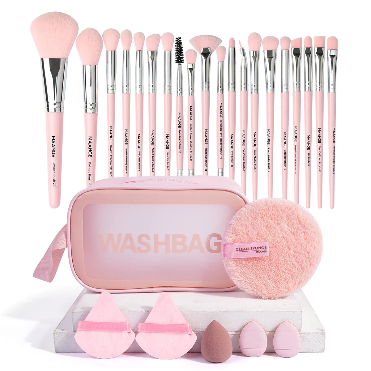 27Pcs Makeup Brush Puff Travel Kit