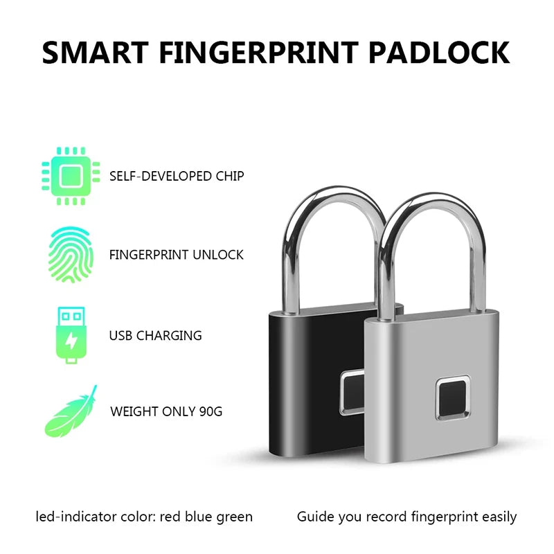 USB Rechargeable Fingerprint Smart Padlock