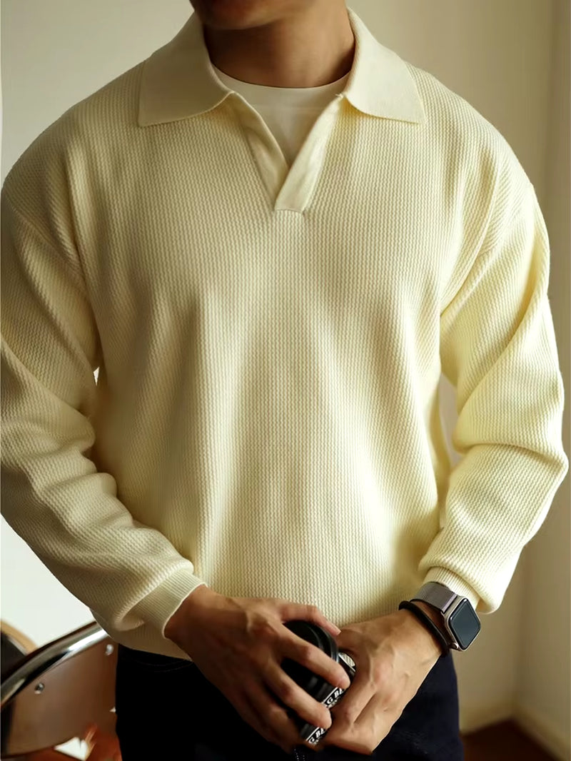 Men's Casual Knit Polo Sweater Shirt