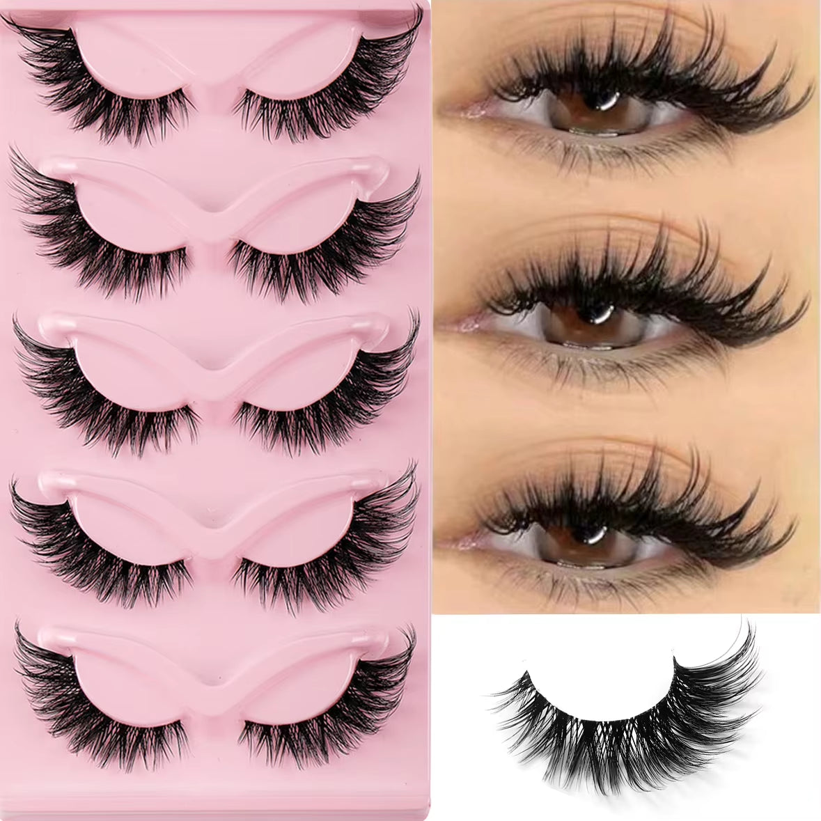 5 Pairs Cat Eye Faux Lashes