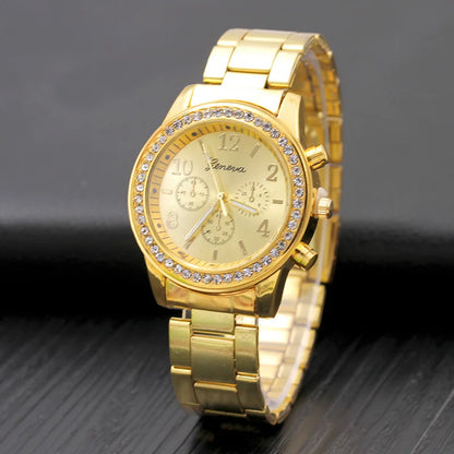 Geneva Glam Rhinestone Metal Watch