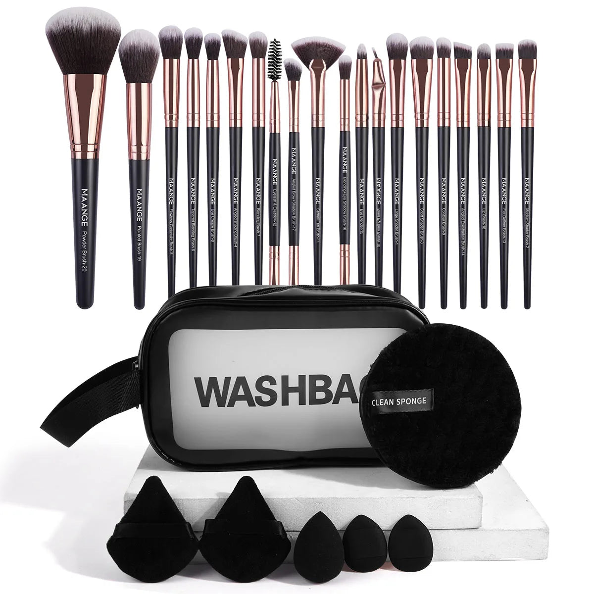 27Pcs Makeup Brush Puff Travel Kit