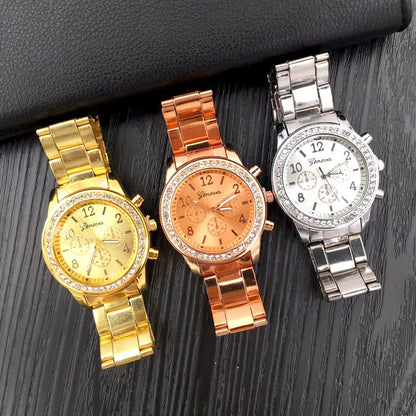 Geneva Glam Rhinestone Metal Watch