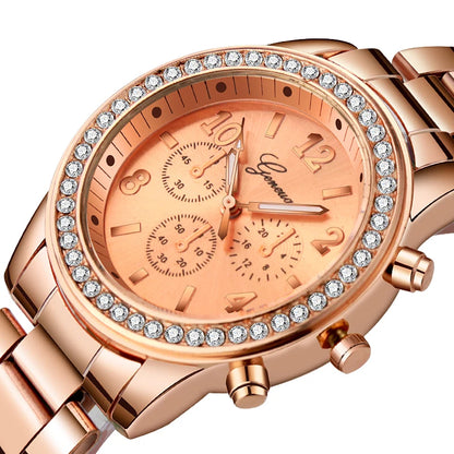 Geneva Glam Rhinestone Metal Watch